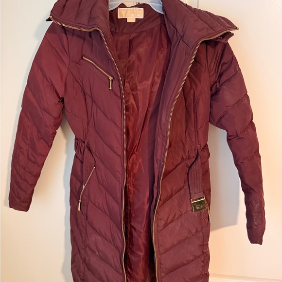 Michael Kors Jackets & Blazers - Michael Kors Maroon Puffer Coat with Fur Hood
